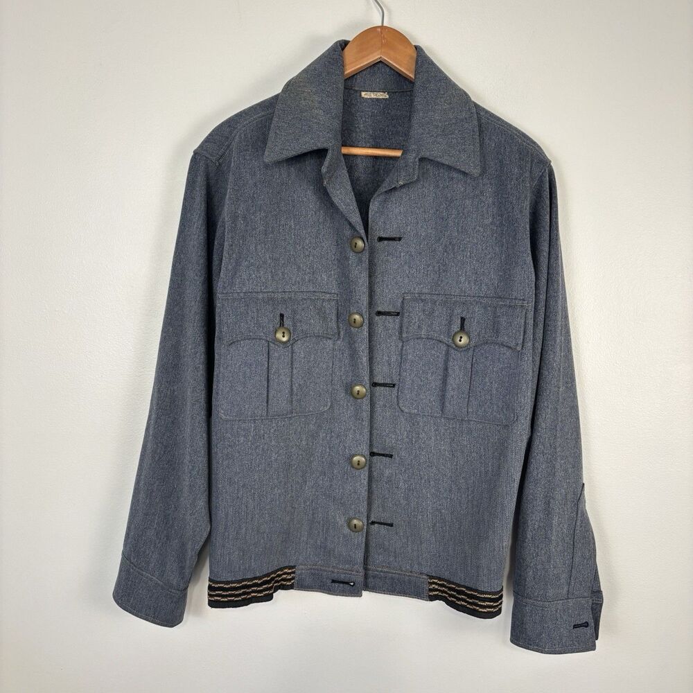 Vtg 40s 50s Cadet Military Wool Jacket Blue Gray ROTC Field Uniform Field Coat M